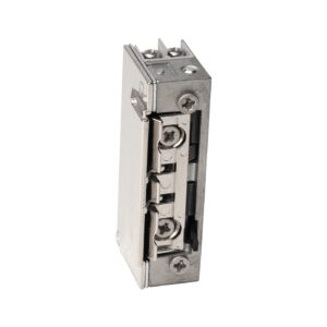 Elektrozaczep symetryczny 1443RFT 12-24V AC/DC radialny z wyślizgiem, blokadą i pamięcią – wąski, regulowany