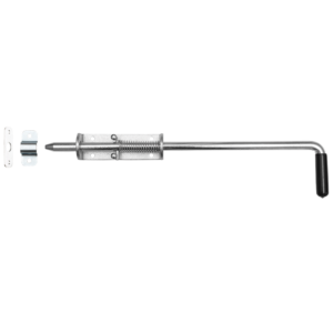 Rygiel do bramy lub furtki ze sprężyną. 420x14 mm, ocynkowany